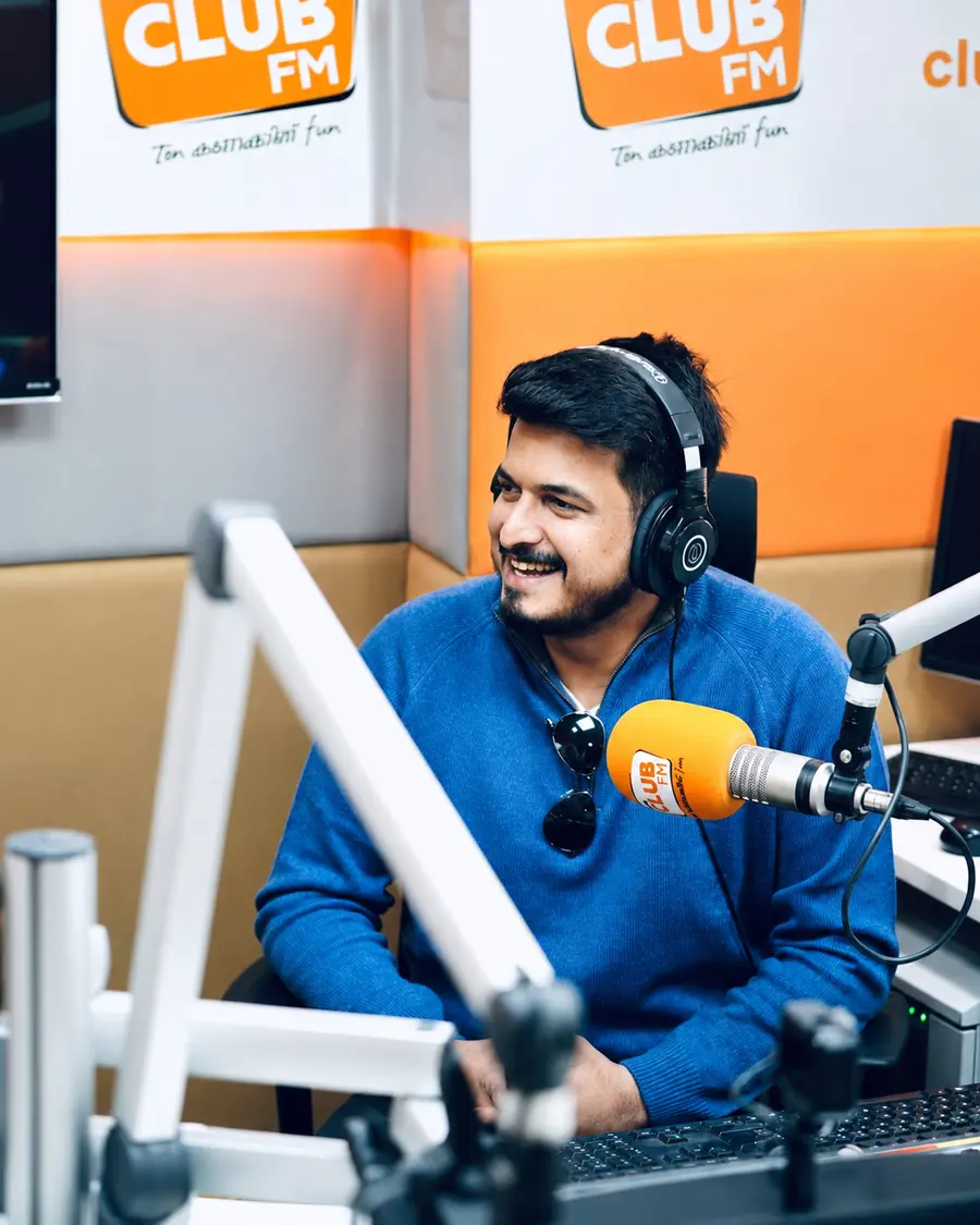 RJ Thanveer in a Club FM studio during his seven years as Creative Head